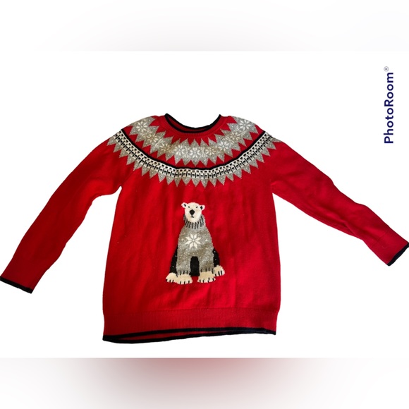 Tommy Hilfiger Women’s Essential Holiday Red Bear Polar Bear Red Sweater - Picture 3 of 8